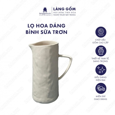 Lọ hoa Men mát dáng bình sữa trơn