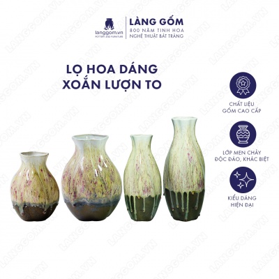 Lọ hoa Men chảy dáng xoắn lượn to