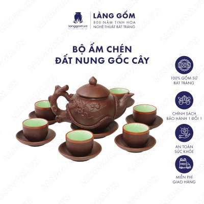 Bộ ấm chén gốc cây men mộc 