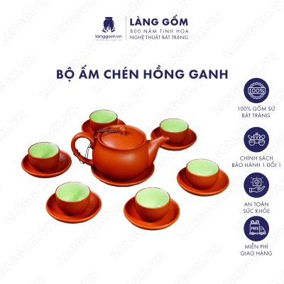 Bộ ấm chén Men mộc hoa hồng ganh
