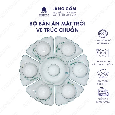 Bộ bàn ăn mặt trời vẽ trúc chuồn
