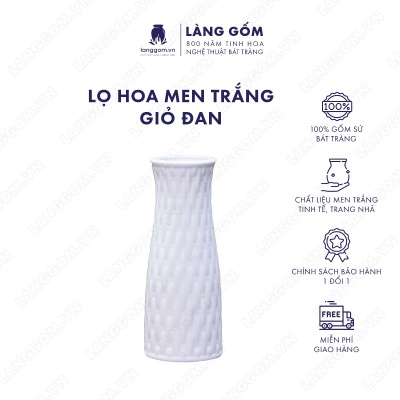 Lọ hoa Men trắng giỏ đan