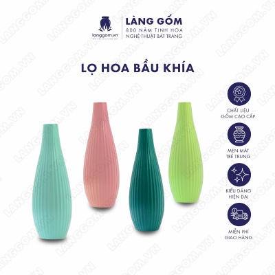 Lọ hoa Men mát bầu khía