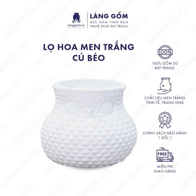 Lọ hoa Men trắng cú béo