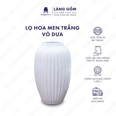 Lọ hoa Men trắng vò dưa