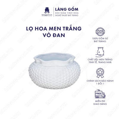 Lọ hoa Men trắng vò đan
