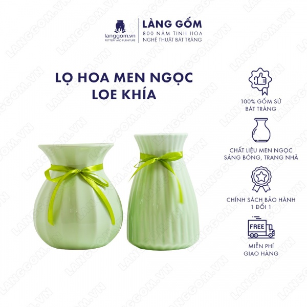 Lọ hoa Men ngọc loe khía