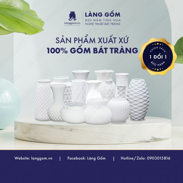 Lọ hoa Men trắng đèn lồng