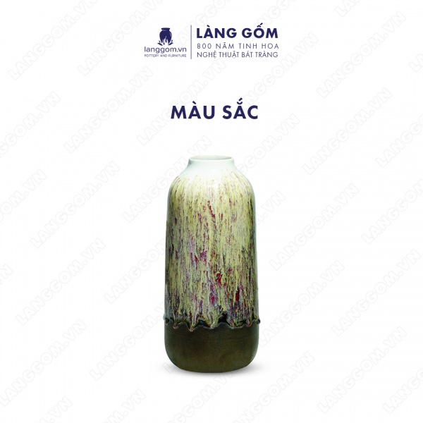 Lọ hoa Men chảy dáng bầu màu kem