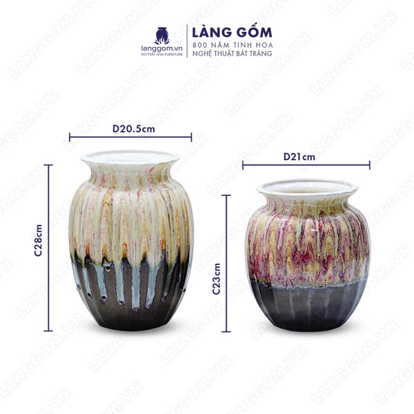 Lọ hoa Men chảy giỏ cua