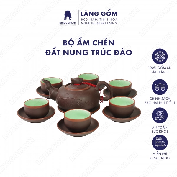Bộ ấm chén Men mộc trúc đào