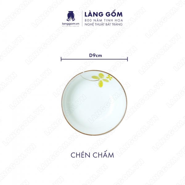 Bộ bàn ăn mặt trời men trắng họa tiết cỏ may mắn 