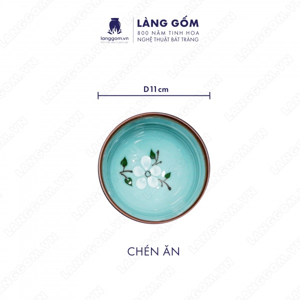 Bộ bàn ăn mặt trời men xanh cổ hoa đào 