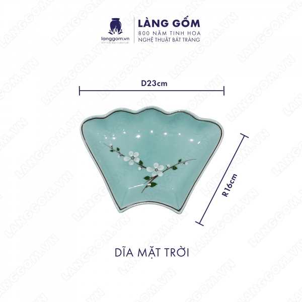 Bộ bàn ăn mặt trời men xanh cổ hoa đào 
