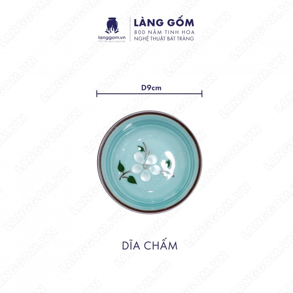 Bộ bàn ăn mặt trời men xanh cổ hoa đào 
