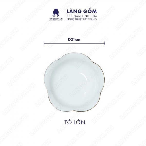 Bộ bàn ăn mặt trời men trắng vẽ chỉ vàng 