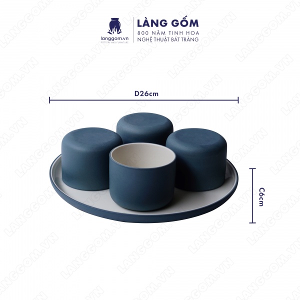Set Cốc đĩa hình trụ men mát phong cách châu Âu