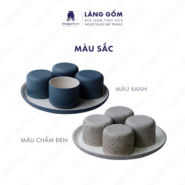 Set Cốc đĩa hình trụ men mát phong cách châu Âu
