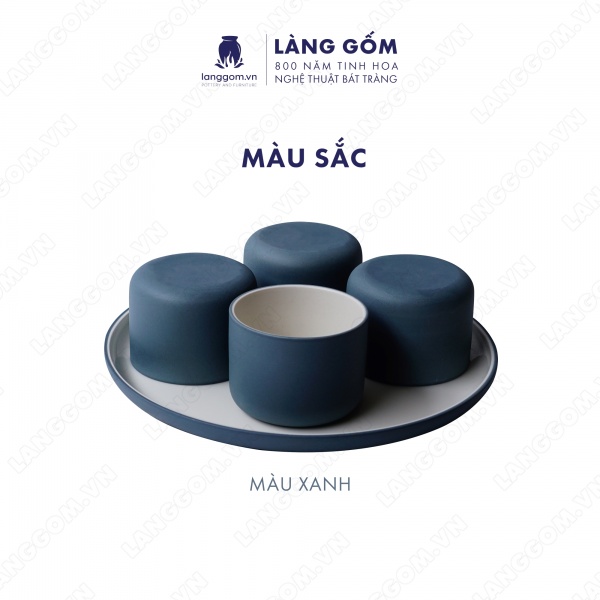 Set Cốc đĩa hình trụ men mát phong cách châu Âu