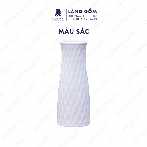 Lọ hoa Men trắng giỏ đan