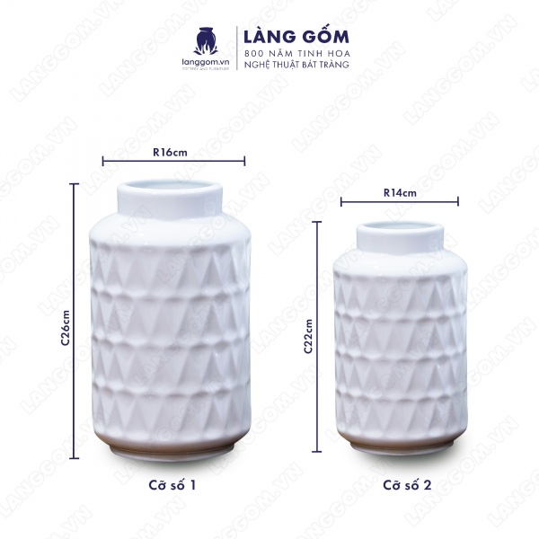 Lọ hoa Men trắng đèn lồng